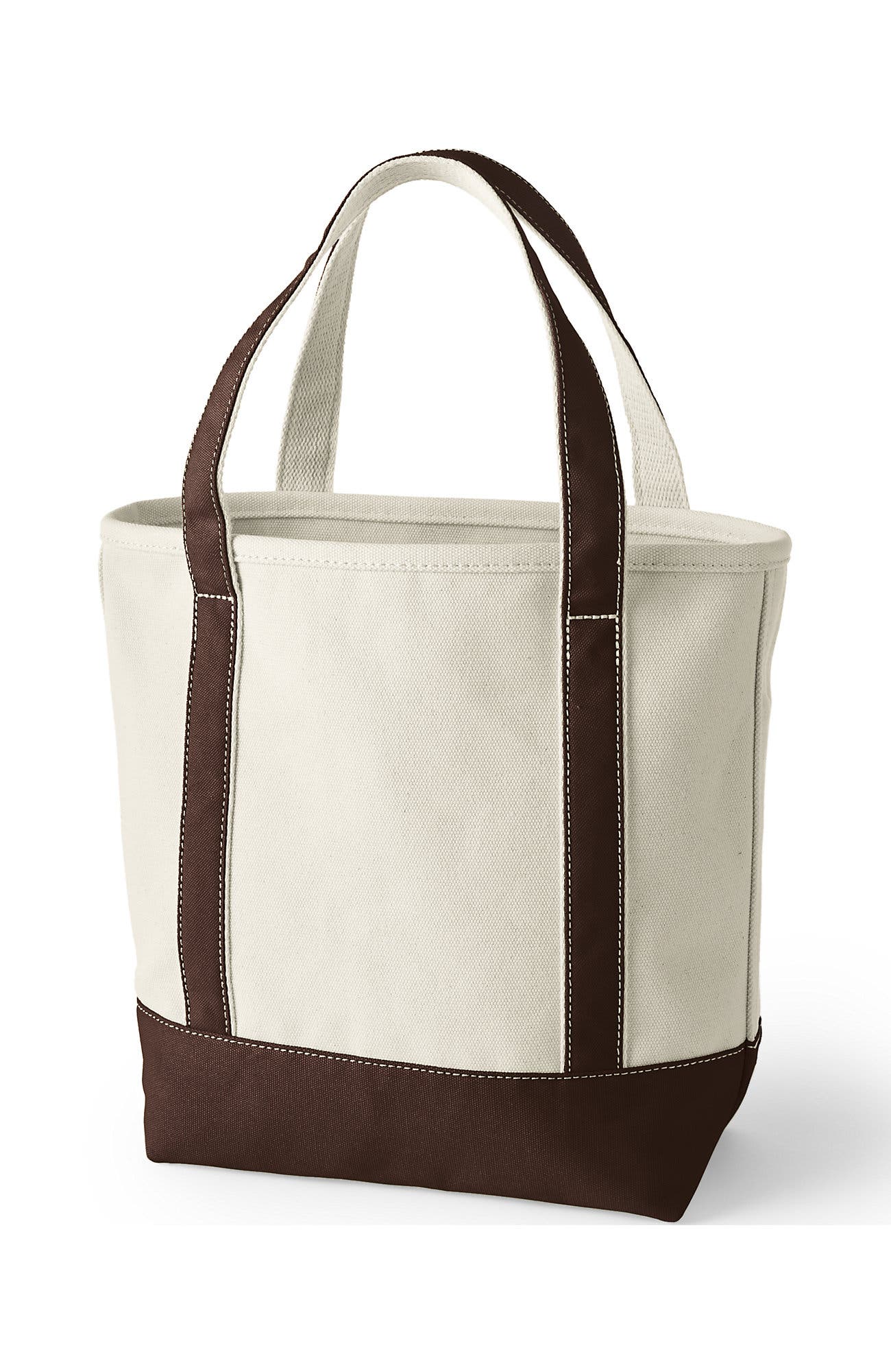 Lands' End Open Top Canvas Tote Bag, Alternate, color, Natural/Brown Root