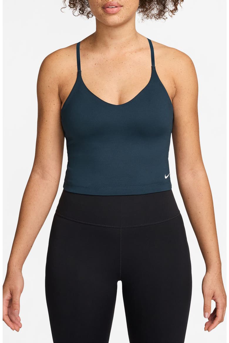 Indy Light-Support Padded Sports Bra Tank, Main, color, ARMORY NAVY/ WHITE