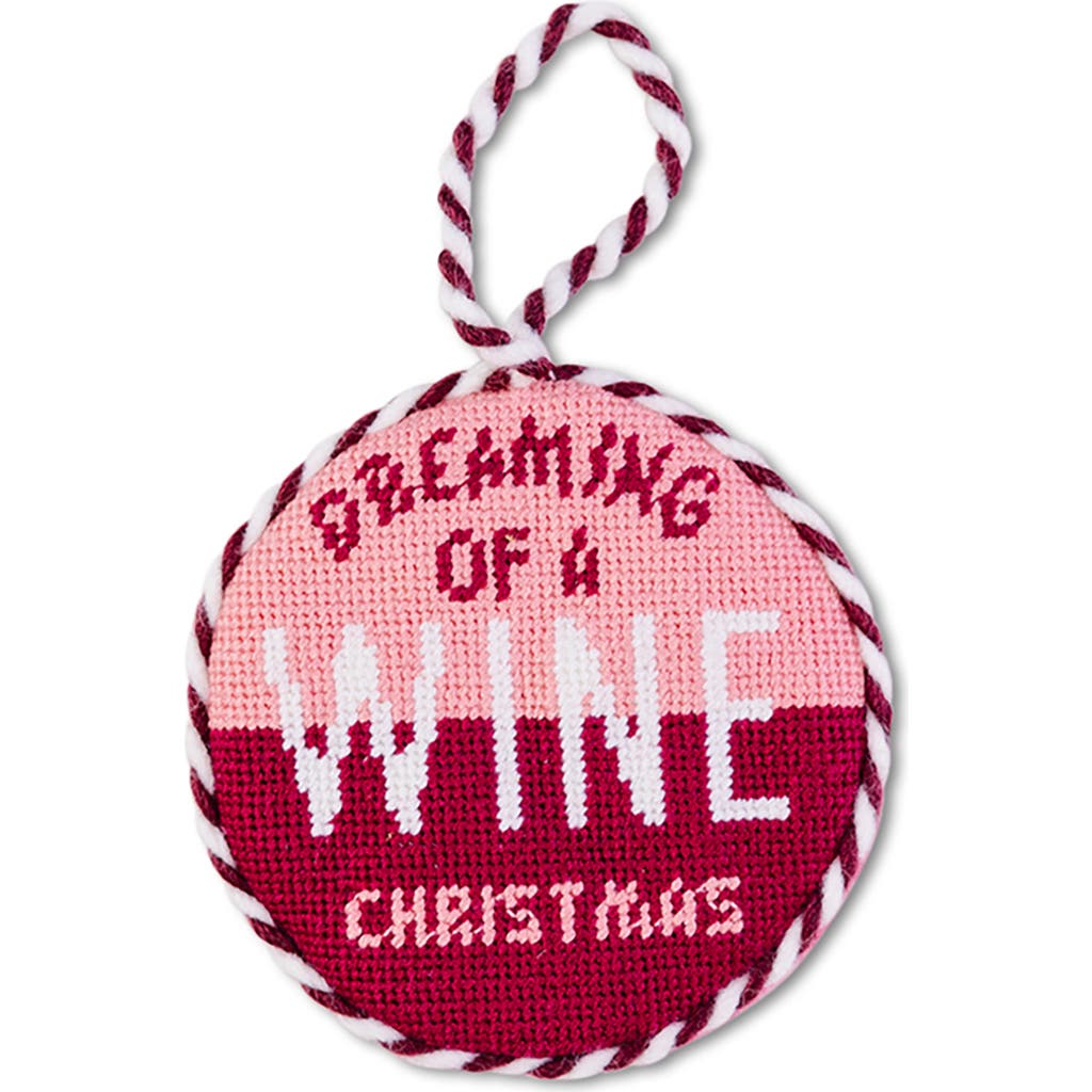 Furbish Needlepoint Ornament In Burgundy