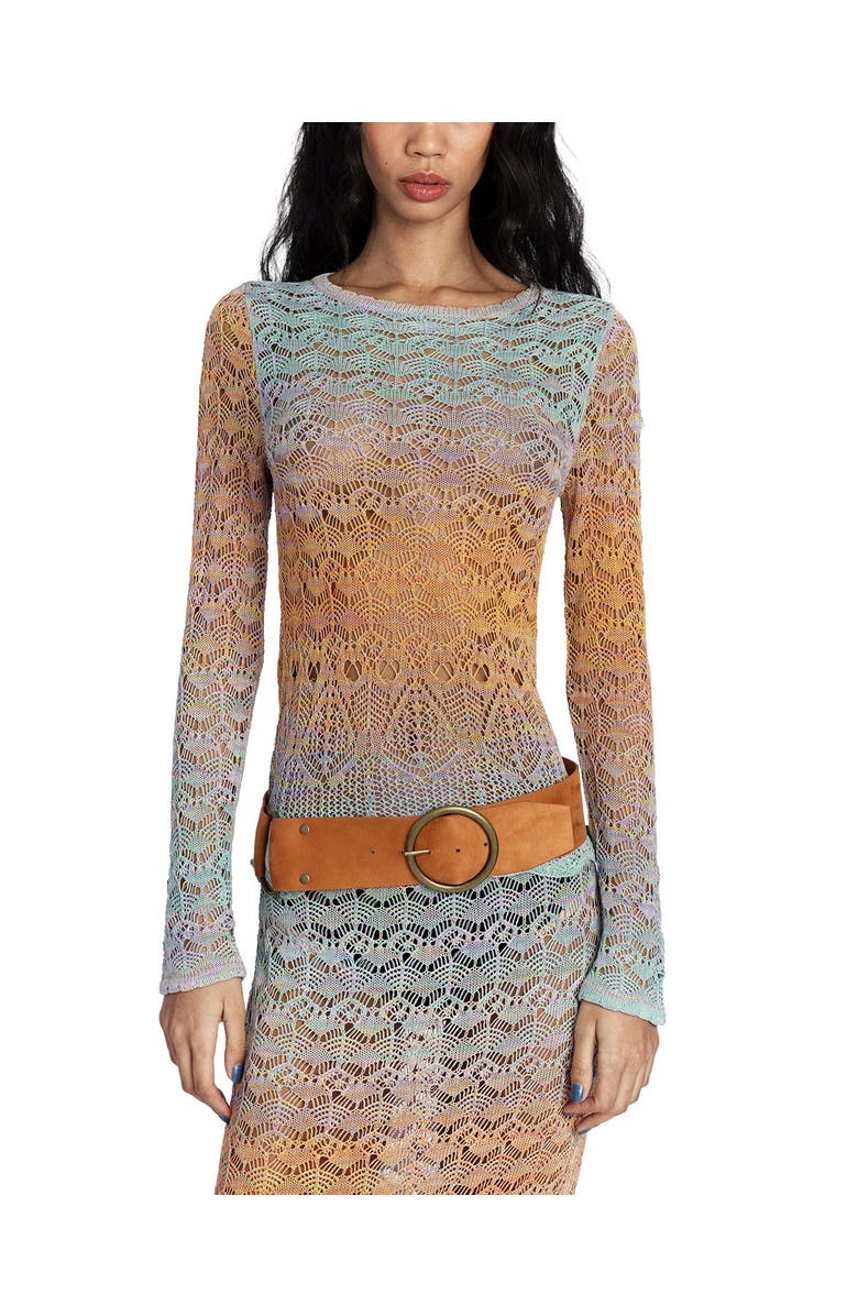 Anna Sui Ombre Space Dye Crochet Top- Sunset, Main, color, Sunset