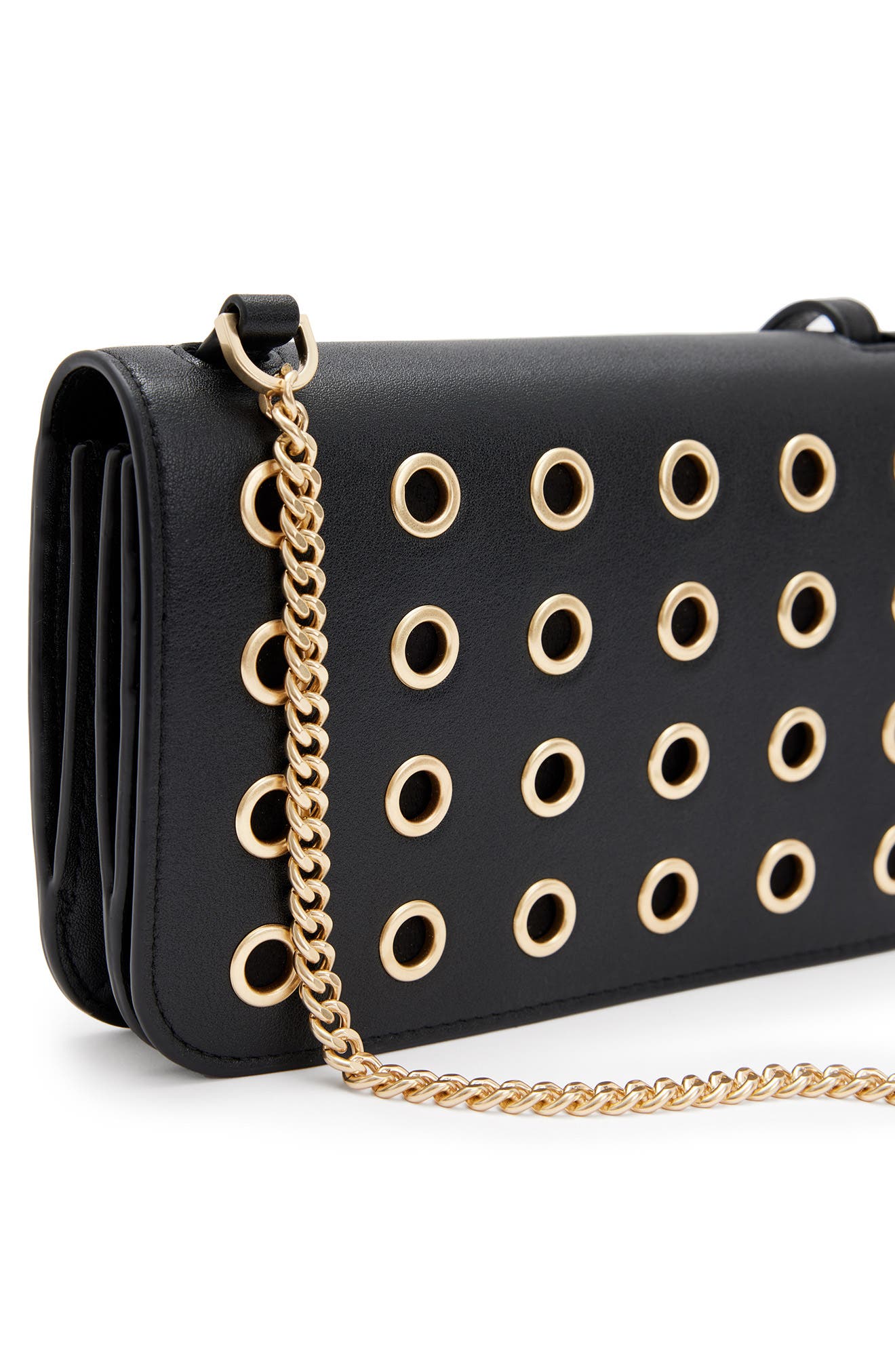 AllSaints Ludivine Grommet Leather Crossbody Bag, Alternate, color, 