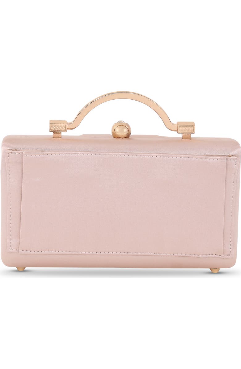 Jewel Badgley Mischka Emma Satin Minaudiere with Outer Pocket, Alternate, color, Champagne