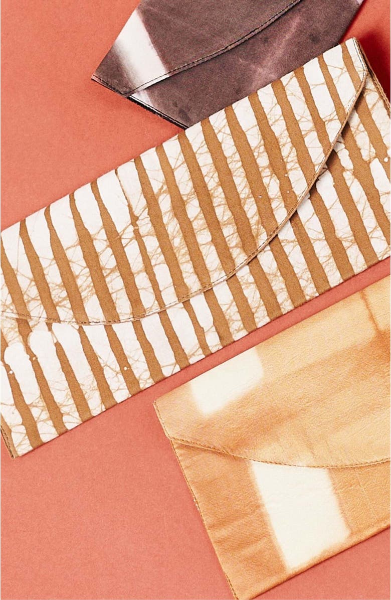 Studio Variously Oak Brown Stripes Cotton Wax Block Printed Zero Waste Envelope Pouch, Alternate, color, Default Title