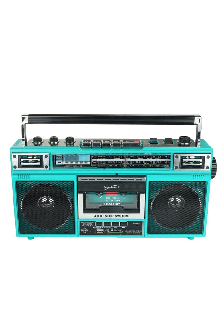 Retro Radio Speaker & Cassette Player Bluetooth, Main, color, Blue
