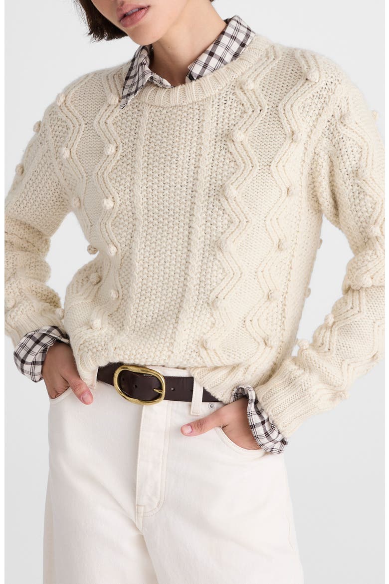 Mix Stitch Crewneck Sweater, Main, color, IVORY