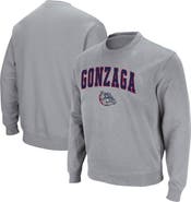 COLOSSEUM Men's Colosseum Heathered Gray Gonzaga Bulldogs Arch & Logo Tackle Twill Pullover Sweatshirt