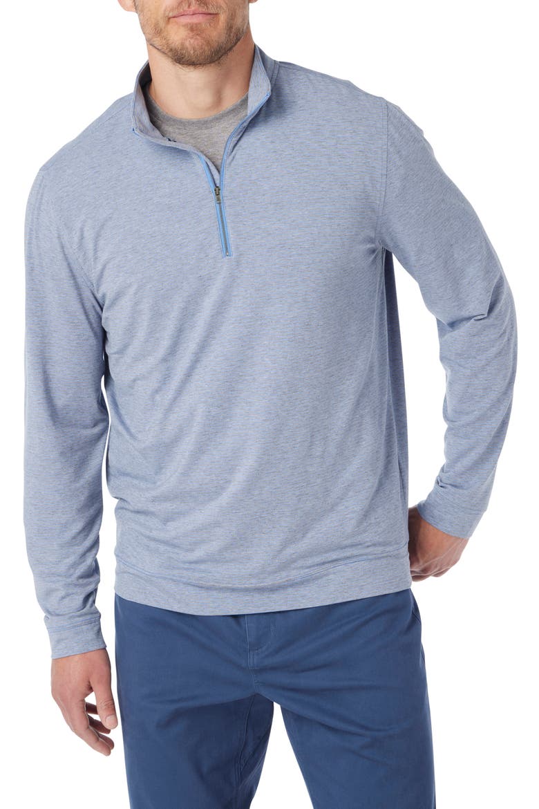 Compass Performance Quarter Zip, Main, color, LIGHT BLUE STRIPE