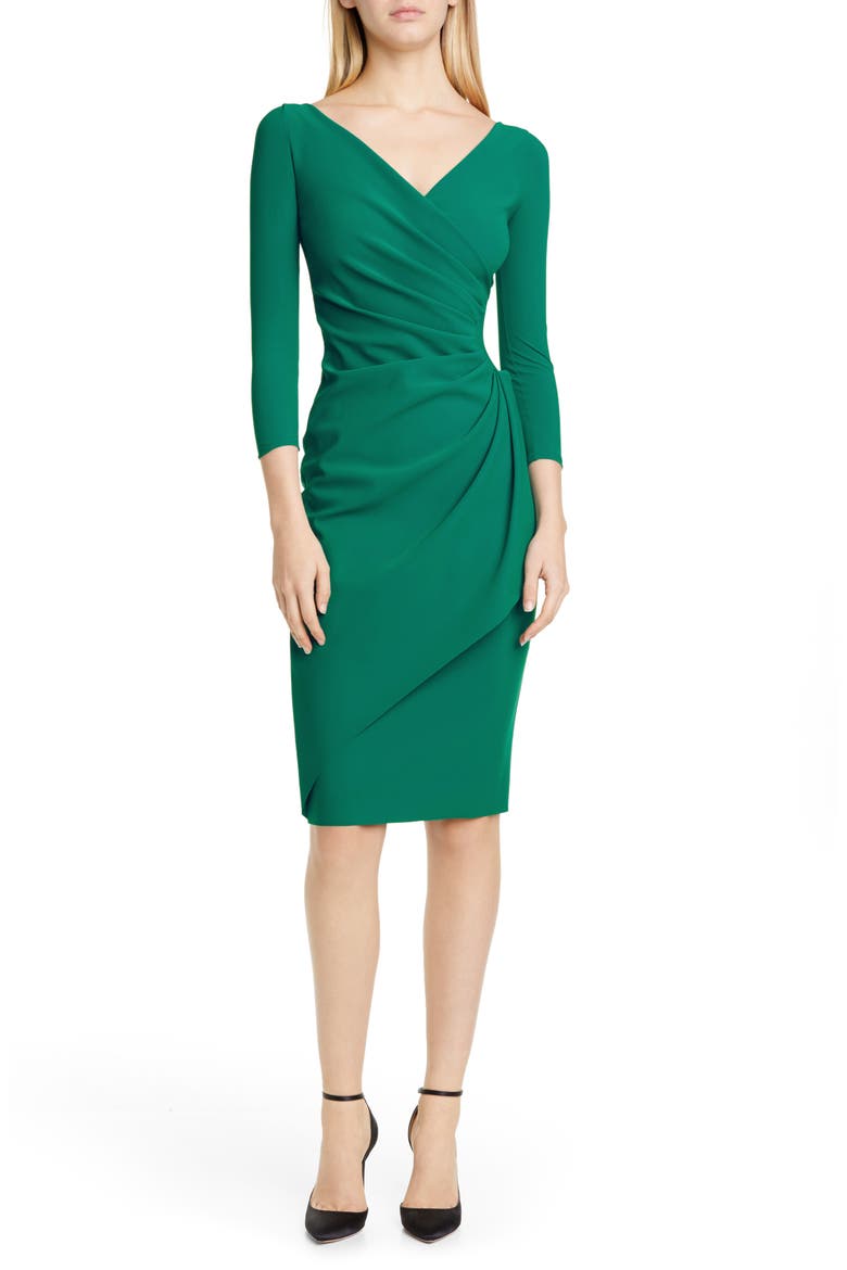 Charisse Ruched Long Sleeve Cocktail Dress, Main, color, JADE