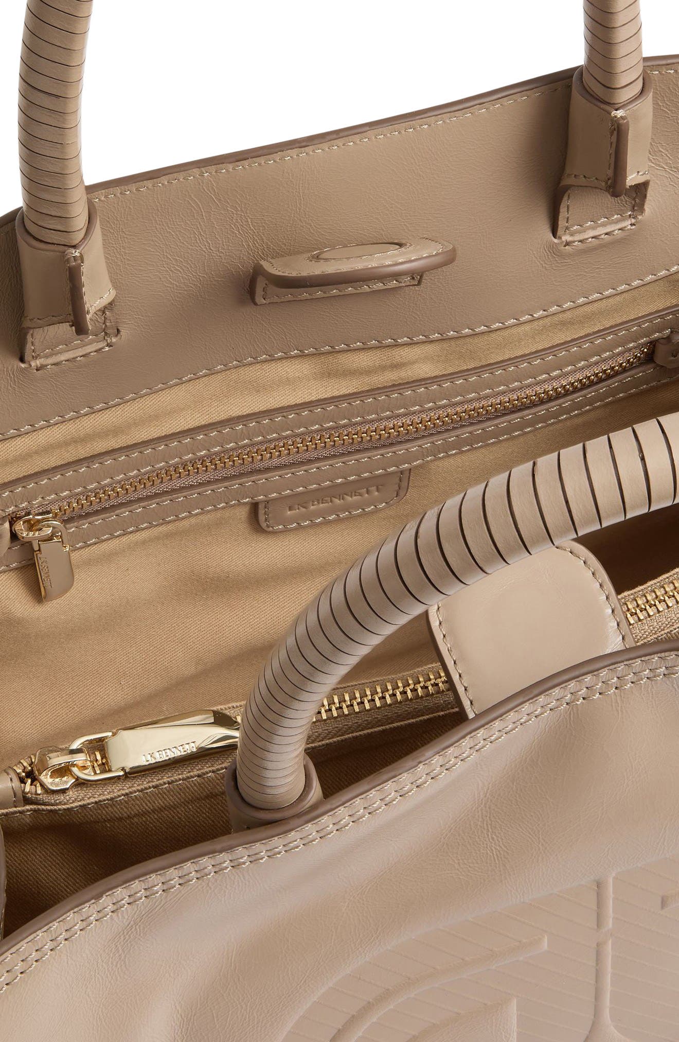 LK Bennett Ella Embossed Leather Tote, Alternate, color, Taupe