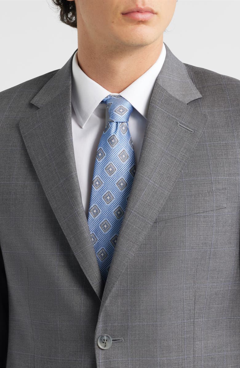 Peter Millar Flynn Classic Fit Grey Windowpane Check Wool Suit, Alternate, color, 