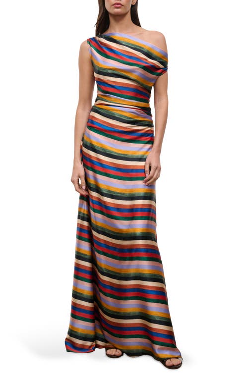 STAUD Phare Silk Blend Maxi Dress in Artist Stripe at Nordstrom, Size 16
