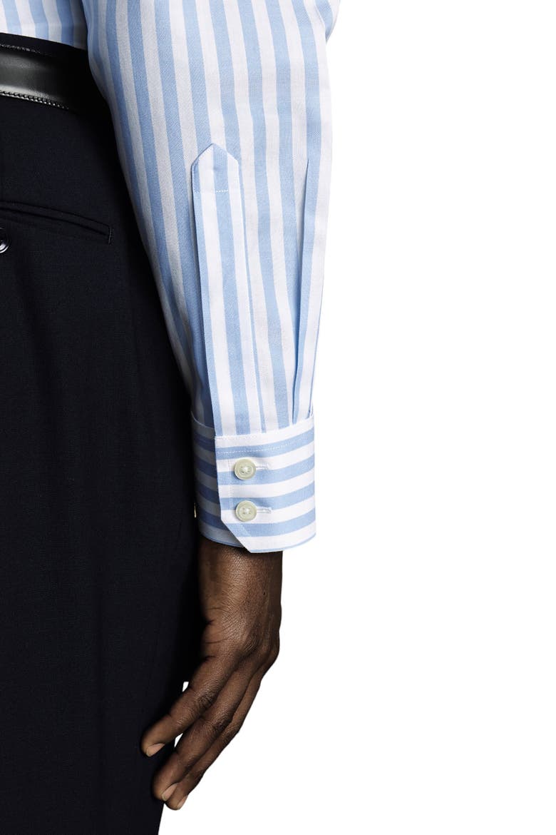 Wide Stripe Non-Iron Twill Cutaway Slim Fit Shirt Single Cuff, Alternate, color, Sky Blue