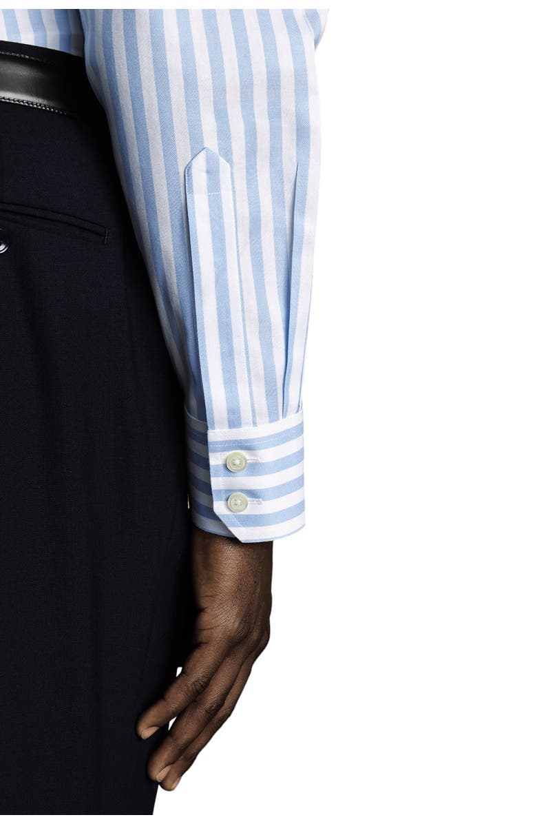 Charles Tyrwhitt Wide Stripe Non-Iron Twill Cutaway Slim Fit Shirt Single Cuff, Alternate, color, Sky Blue