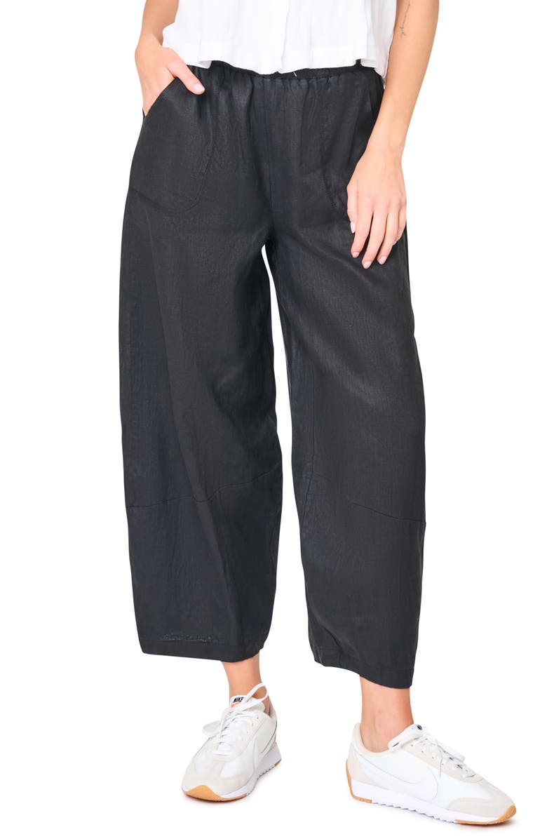 GIBSONLOOK Crop Barrel Leg Cotton Pants, Main, color, Black