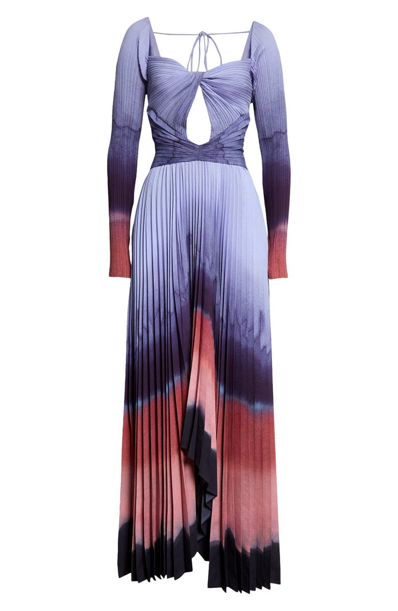 Altuzarra Varvara Pleated Long Sleeve Handkerchief Hem Dress, Alternate, color,