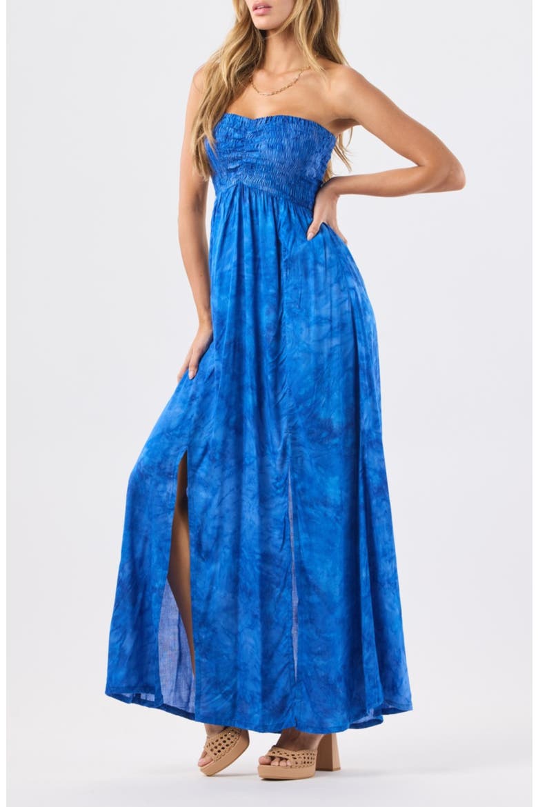 Emilia Strapless Maxi Dress, Alternate, color, MARBLED PACIFIC