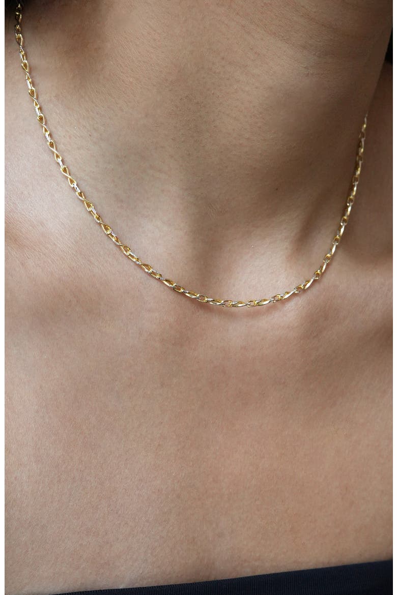 Two-Tone Interlock Twisted Chain Necklace, Alternate, color, GOLD/ SILVER