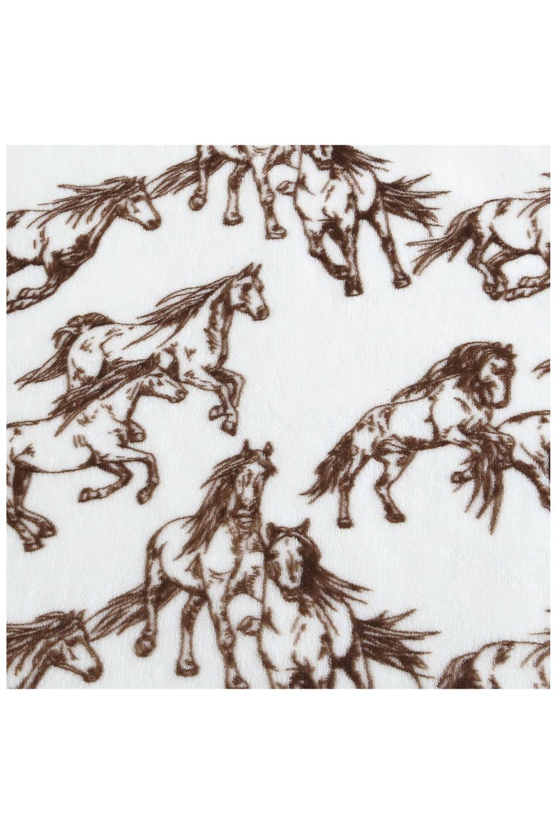 Mustang Horses Plush Fleece Blanket, Alternate, color, DARK BROWN