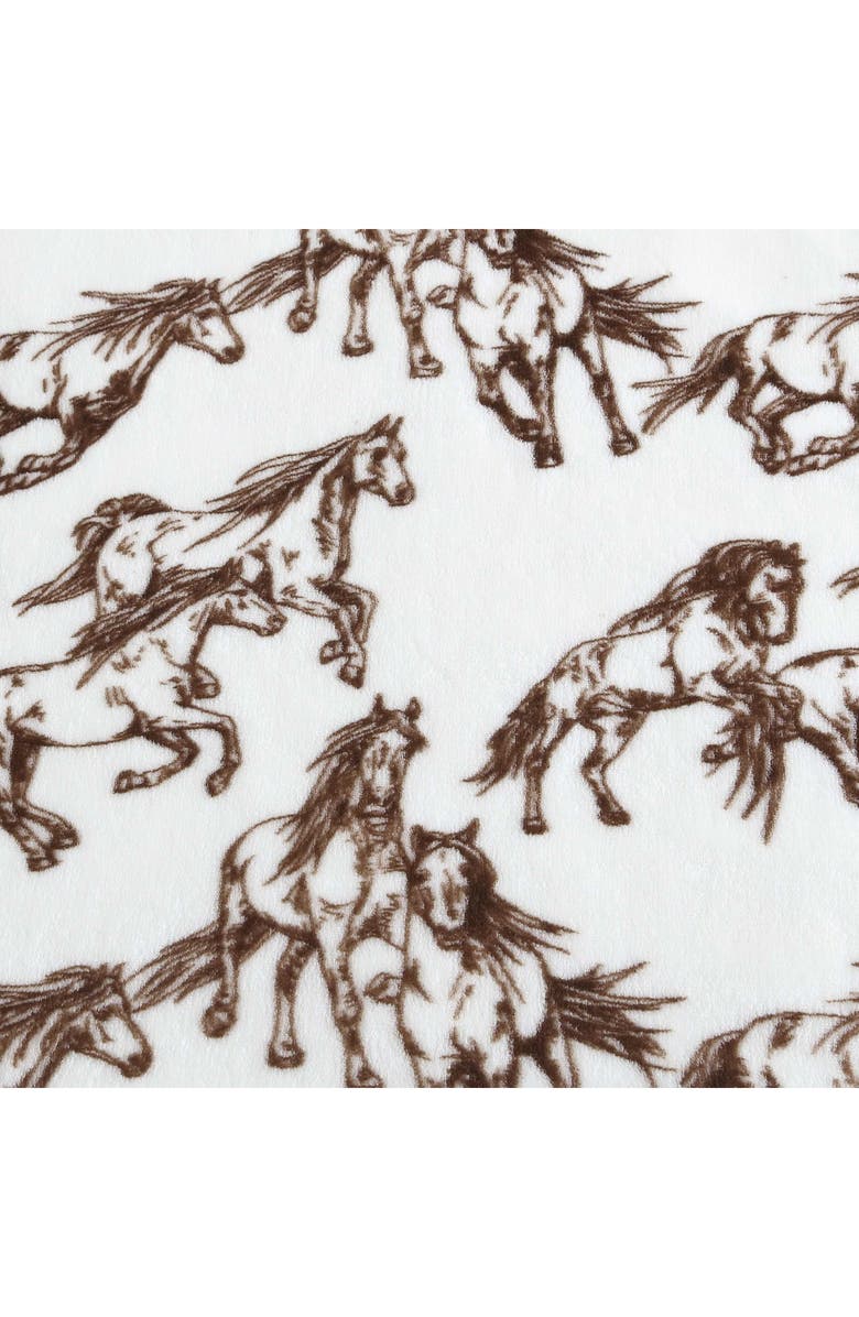 Wrangler Mustang Horses Plush Fleece Blanket, Alternate, color, Dark Brown