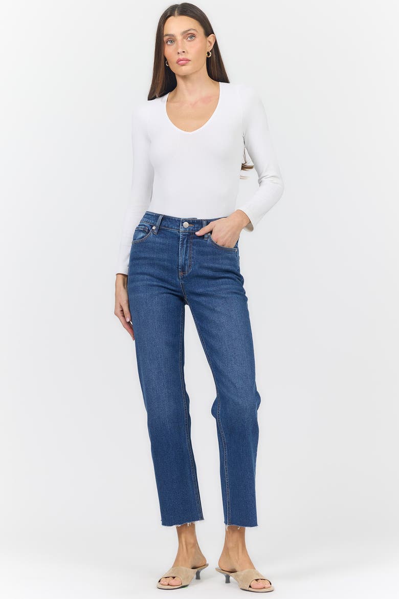 Anika Mid Rise Raw Hem Ankle Straight Jeans, Alternate, color, Libertas