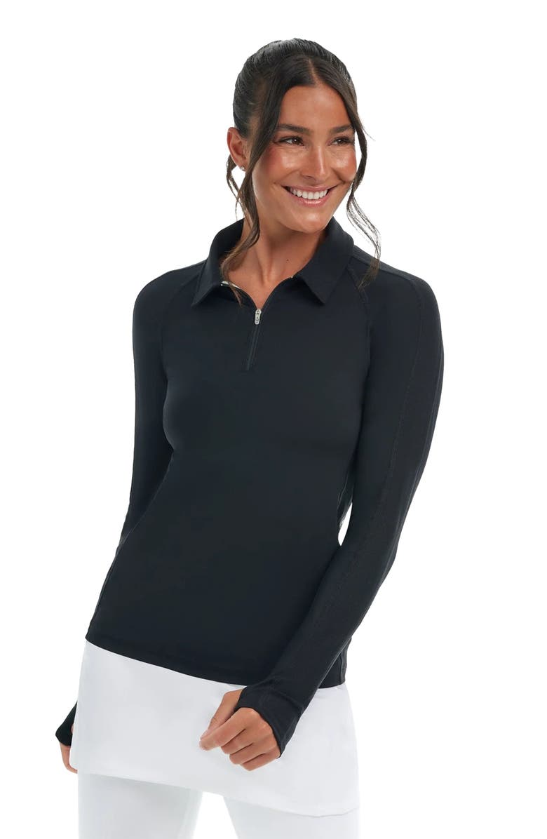 BloqUV Women's Long Sleeve Quarter Zip Polo, Main, color, Black