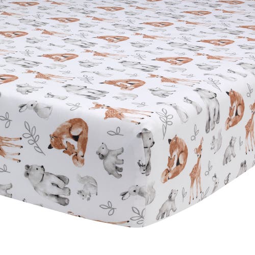 Lambs & Ivy Painted Forest Woodland Animals 4-piece Nursery Baby Crib Bedding Set In Gray
