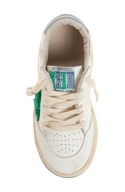 Golden Goose Kids' Ballstar Low Top Sneaker In White/green/light Blue