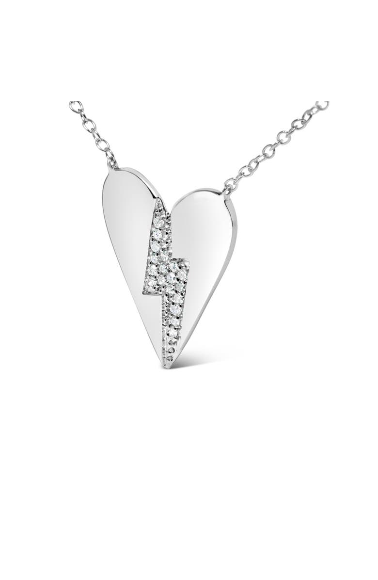 Haus of Brilliance .925 Sterling Silver Diamond Broken Heart Pendant Necklace, Alternate, color, White