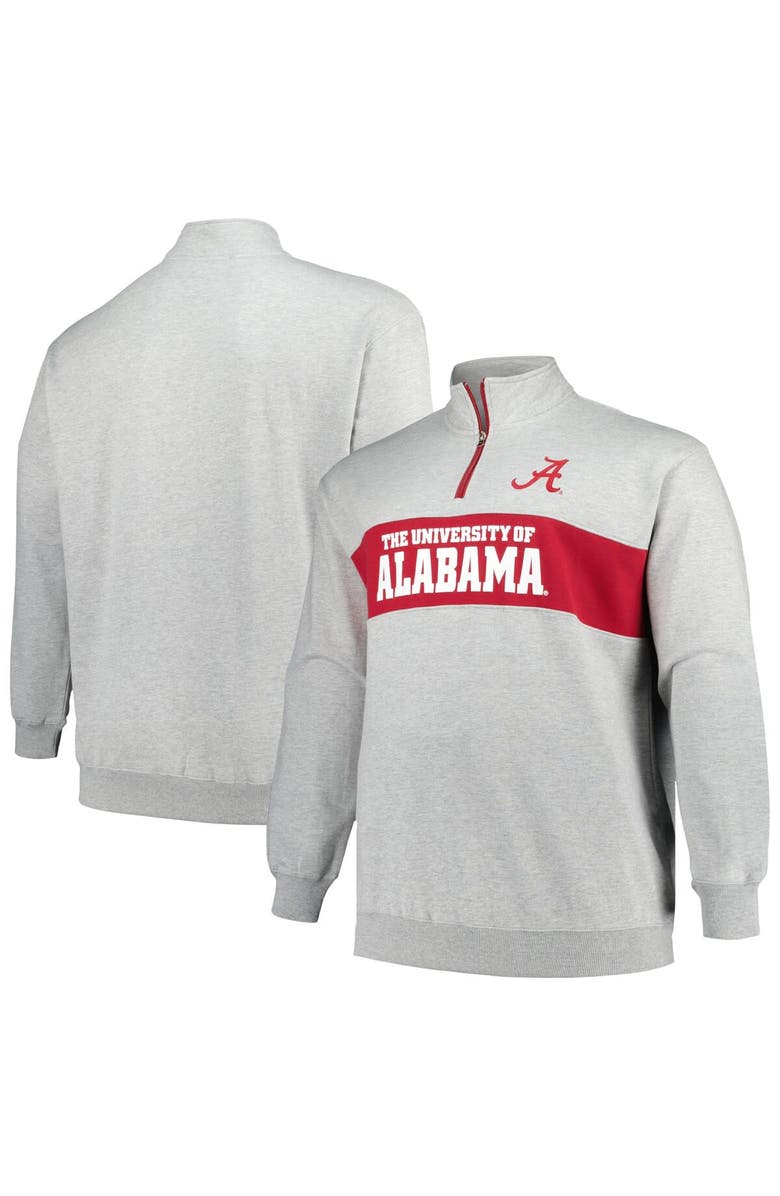 PROFILE Men's Profile Heather Gray Alabama Crimson Tide Big & Tall Fleece Quarter-Zip Jacket, Main, color, Heather Gray