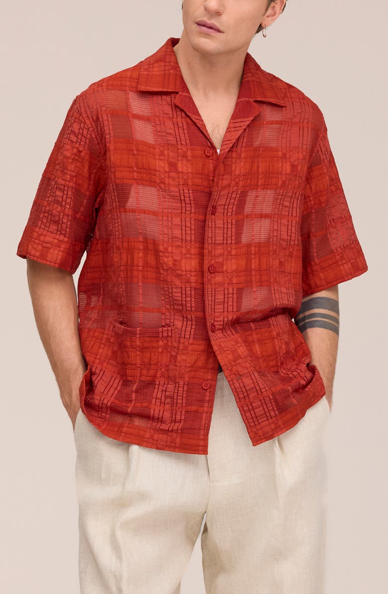 NN07 Ben 50066 Textured Short Sleeve Button-Up Shirt, Alternate, color, Sienna Heat
