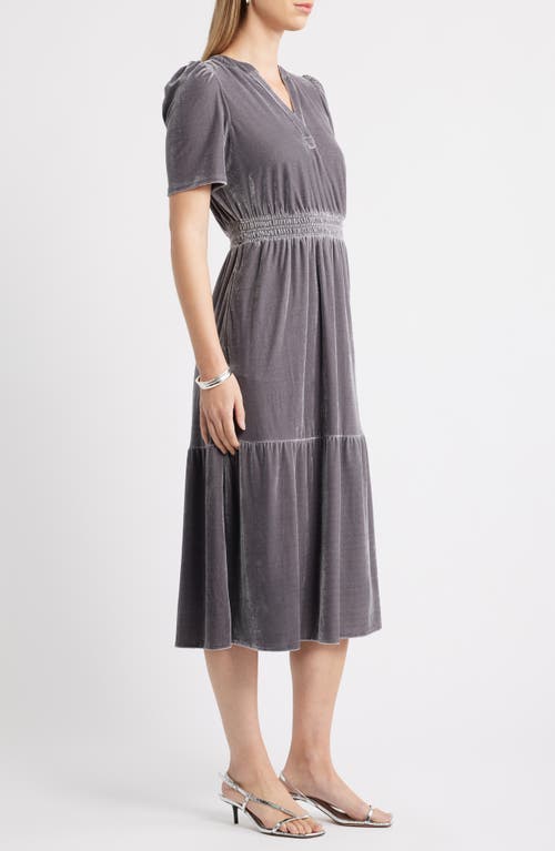 Caslonr Caslon(r) Short Sleeve Velour Midi Dress In Gray
