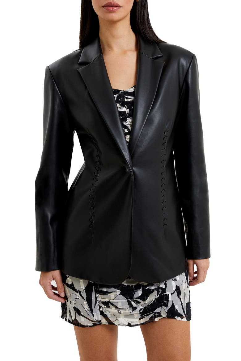 Crolenda Faux Leather Blazer, Alternate, color, 01-BLACKOUT
