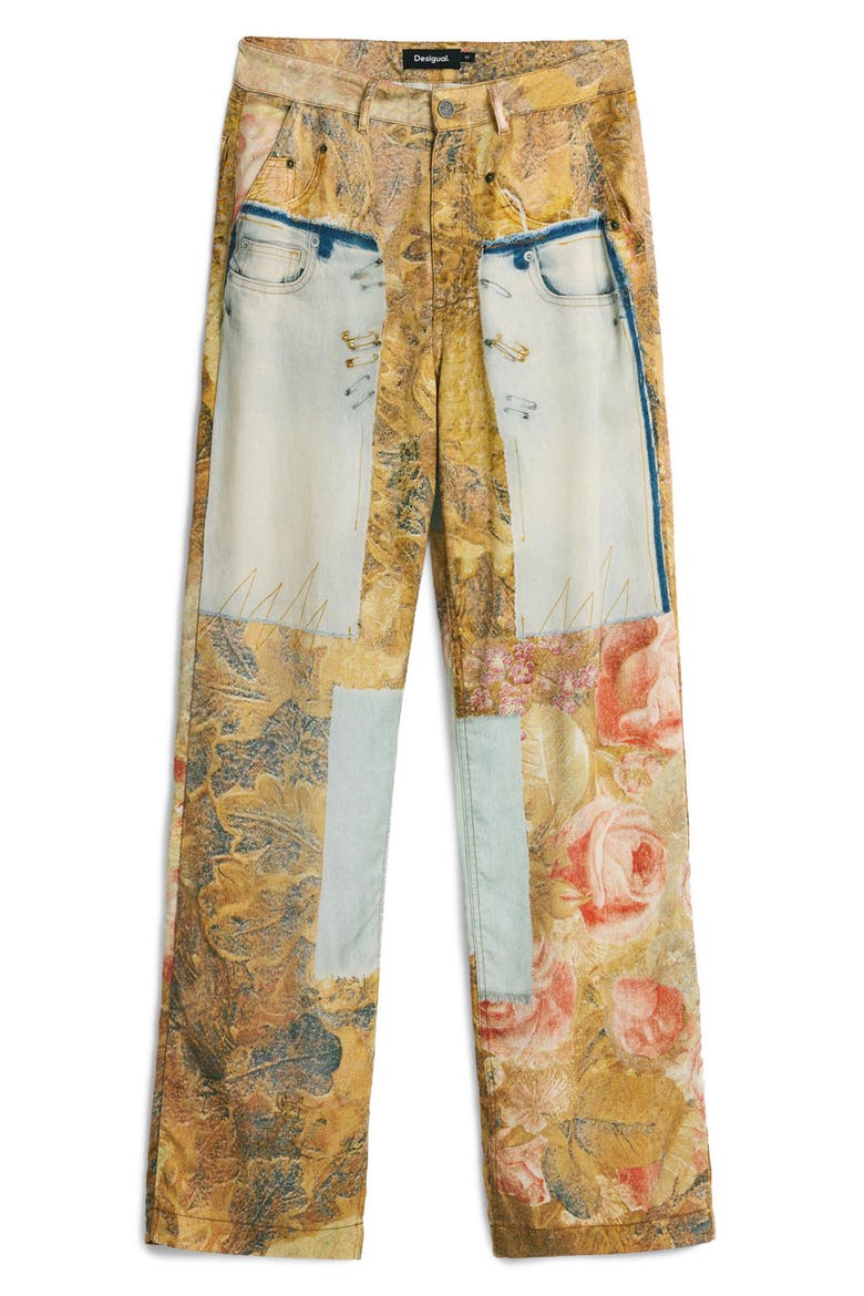 Straight Leg Patchwork Pants, Alternate, color, MEDIUM BEIGE