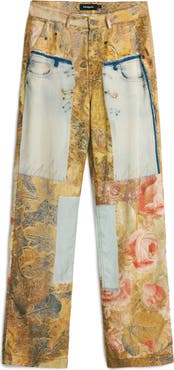 Desigual Straight Leg Patchwork Pants