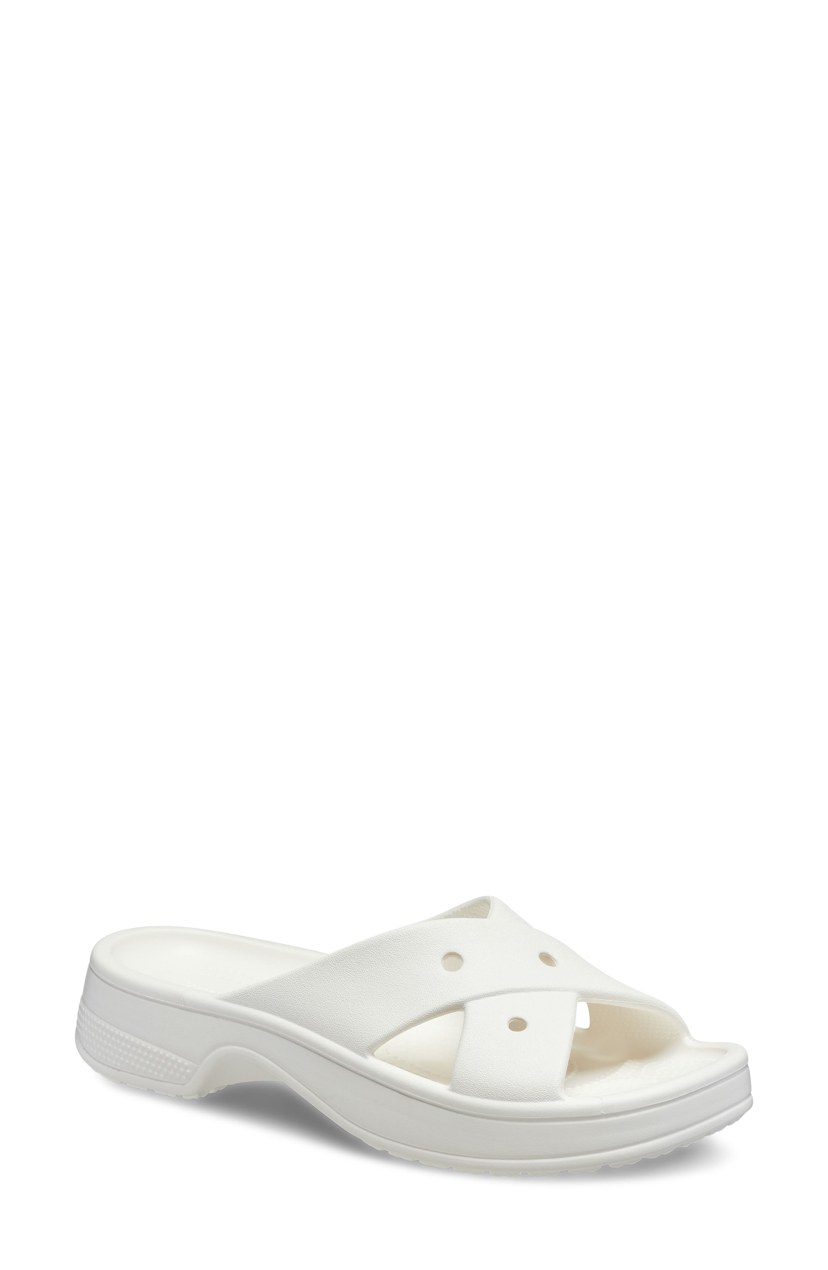 CROCS Cross Strap Slide Sandal, Main, color, Chalk