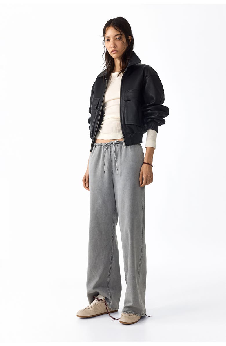 H&M Denim drawstring pants, Main, color, Gray