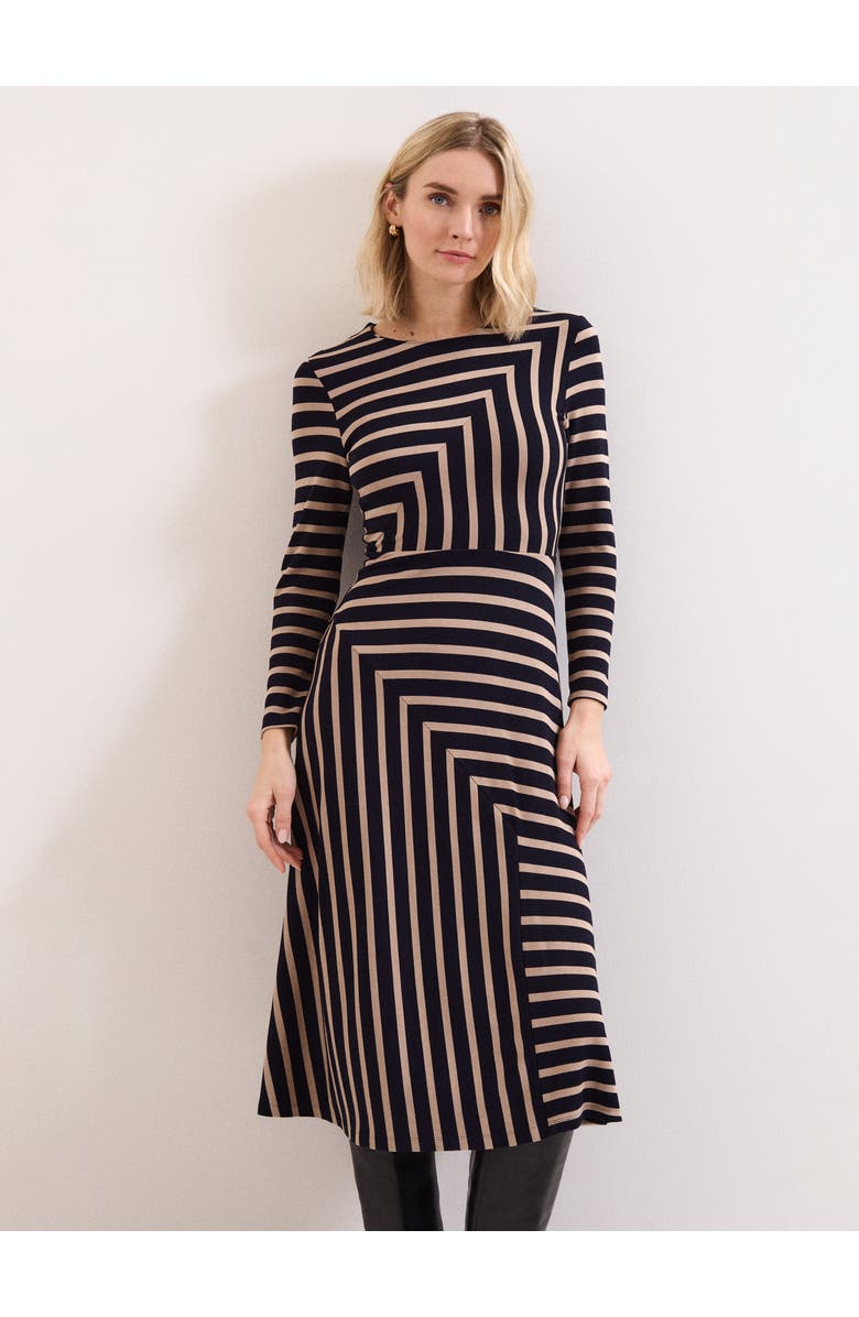 Phase Eight Mia Stripe Long Sleeve Midi Dress, Alternate, color, Black Multi