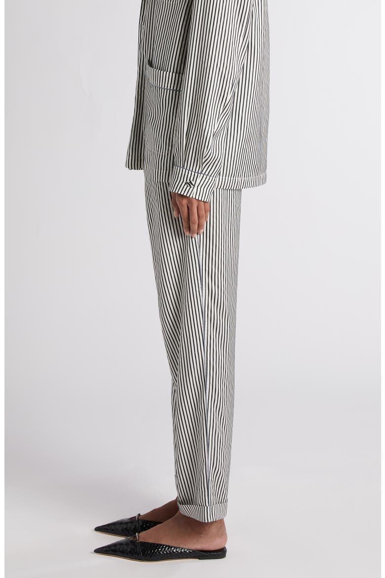 Stripe Silk Pajama Pants, Alternate, color, BLACK/ WHITE