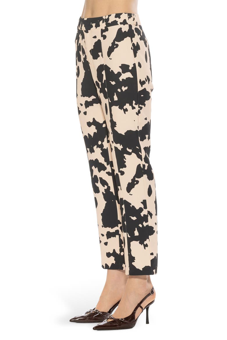 LIOR MID RISE FITTED PANTS, Alternate, color, BLACK WHITE COW