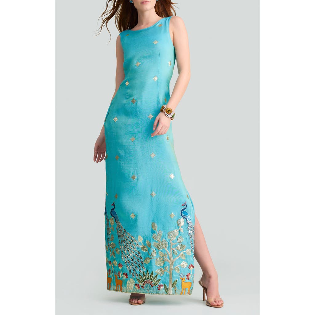 Holichic Luna Embroidered Maxi Dress In Blue
