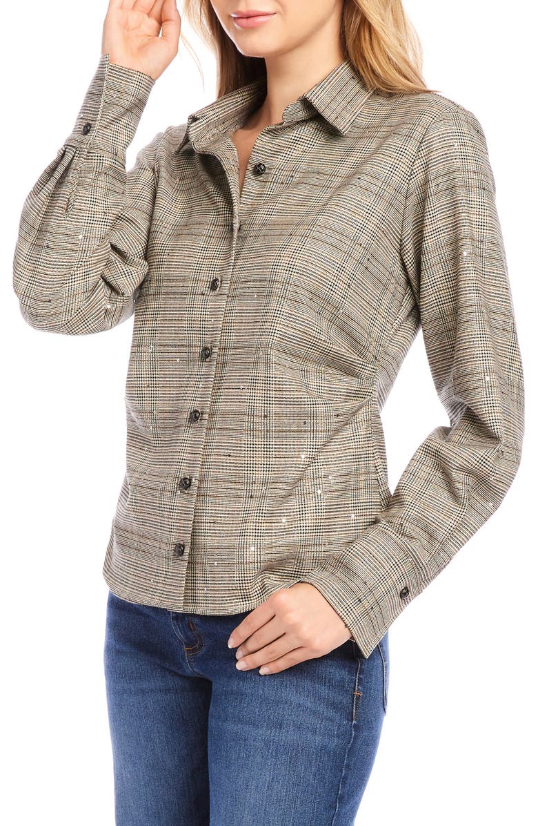 Karen Kane Side Pleat Sequin Shirt, Alternate, color, 