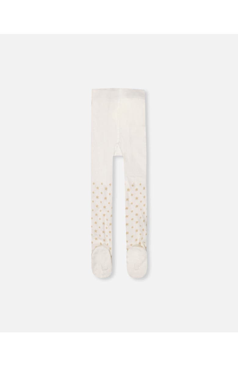 Deux par Deux Knit Tights with Golden Star, Main, color, Off-White