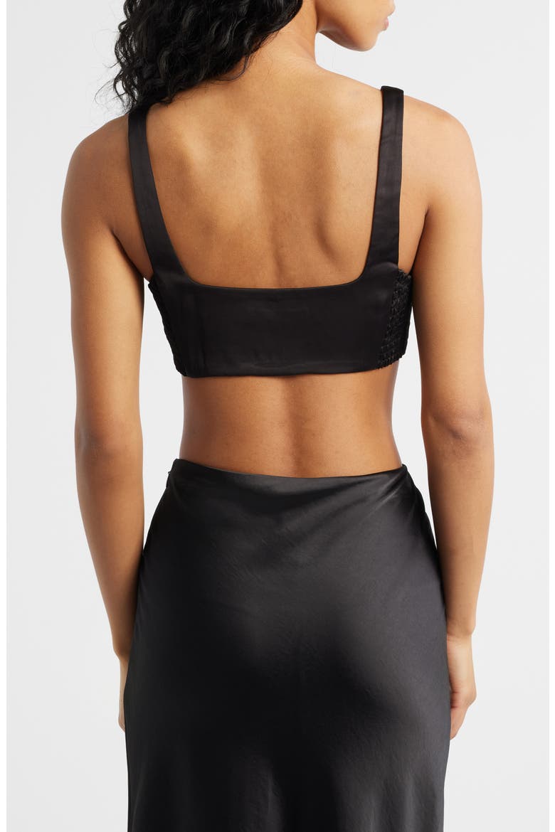 Sleeveless Beaded Satin Crop Top, Alternate, color, BLACK