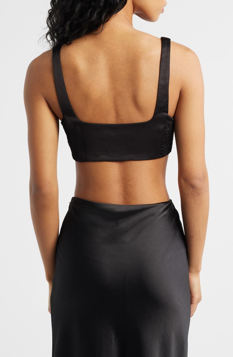 MANGO Sleeveless Beaded Satin Crop Top, Alternate, color, Black