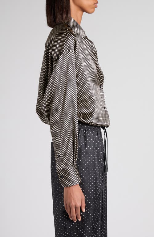 Tom Ford Relaxed Fit Stretch Silk Satin Button-up Shirt In Gray