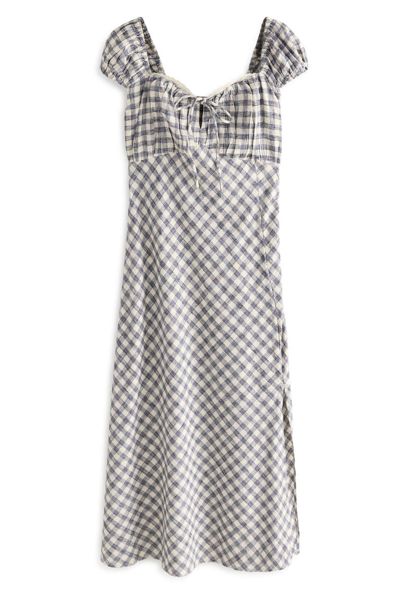 Gingham Cap Sleeve Midi Dress, Alternate, color, BLUE