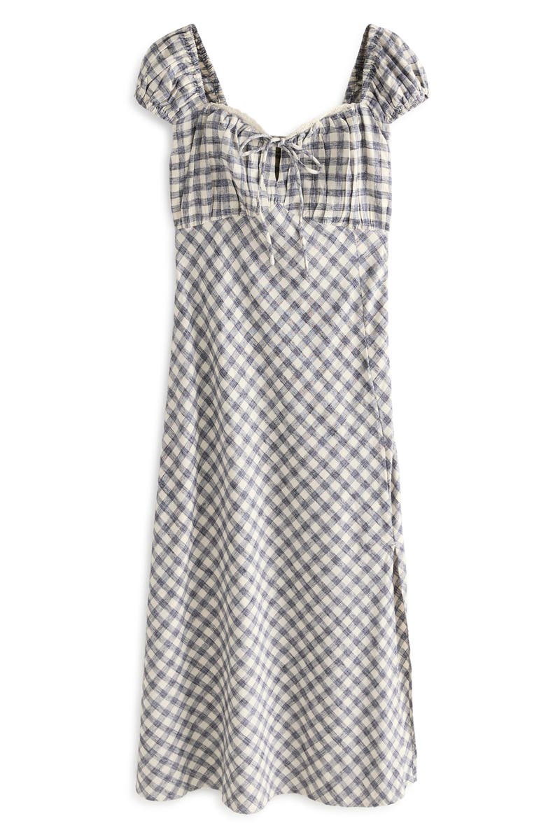 NEXT Gingham Cap Sleeve Midi Dress, Alternate, color, Blue