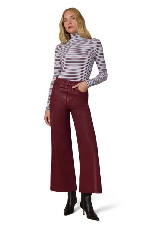 Joe's The Mia Coated High Waist Ankle Wide Leg Jeans In Burgundy