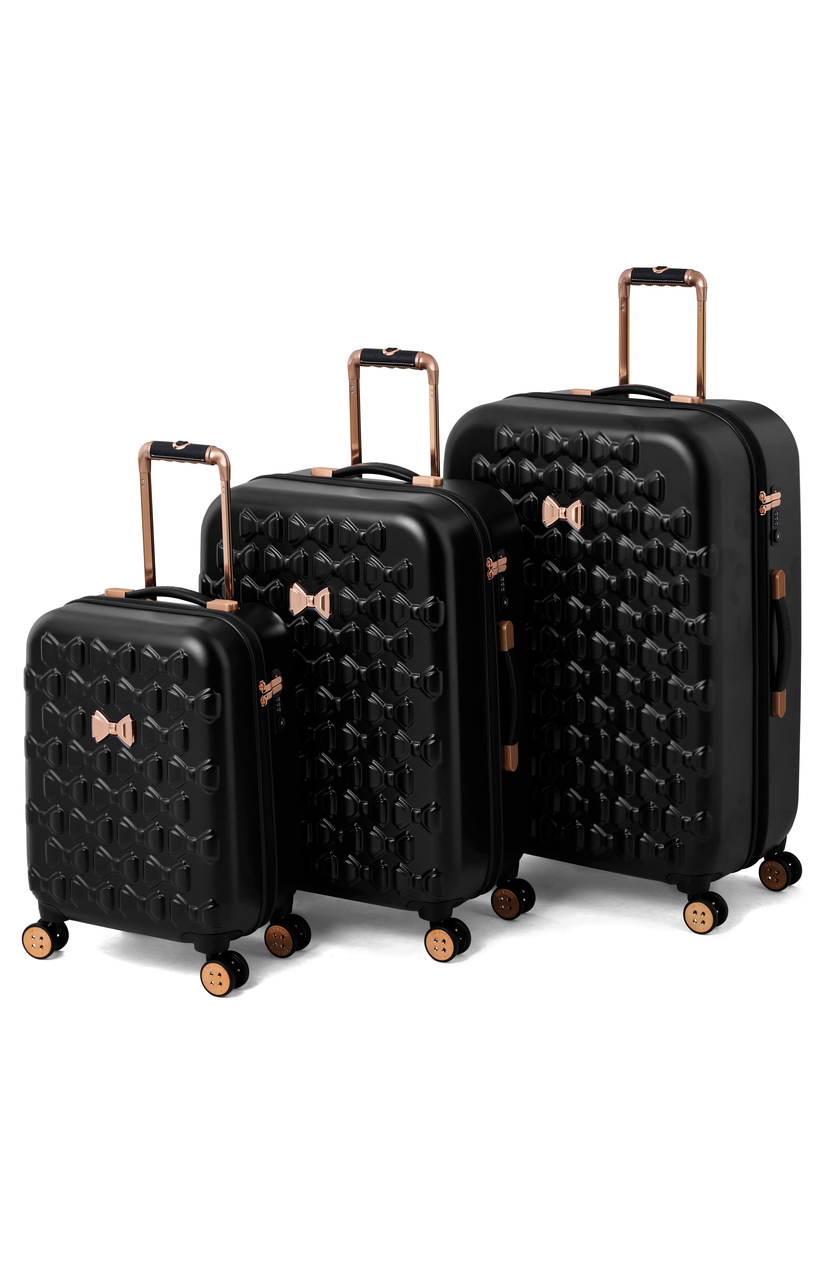 Ted Baker London Medium Beau Bow Embossed Four-Wheel 27-Inch Trolley Suitcase, Alternate, color, 