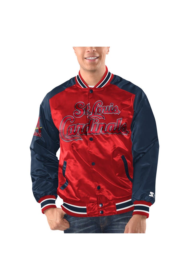 Men's Starter Red/Navy St. Louis Cardinals Varsity Satin Full-Snap Jacket, Main, color, Red